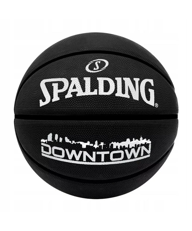 Krepšinio kamuolys SPALDING DOWNTOWN BLACK, 7 dydis, skirtas žaidimui lauke ir gatvės krepšiniui