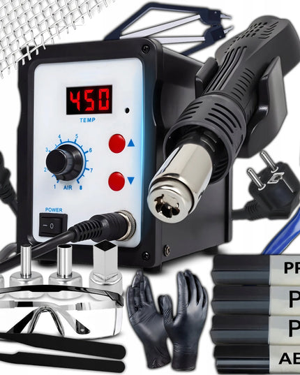 RETOO ER1206 plastiko suvirinimo stotis „Hot Air“, 750 W, 4 antgaliai, 6 plastiko užpildo strypai