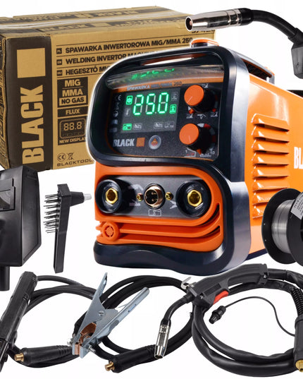 Inverterinis suvirinimo aparatas MIG/MAG/MMA be dujų (Flux), 250A, EURO jungtis, LCD, IGBT