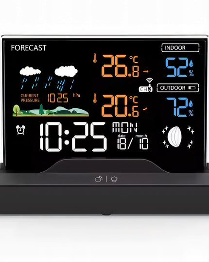 Belaidė meteorologinė stotis su termometru, higrometru, barometru + jutikliu