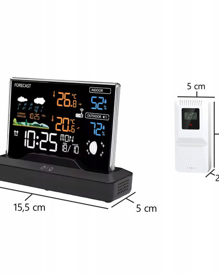 Belaidė meteorologinė stotis su termometru, higrometru, barometru + jutikliu