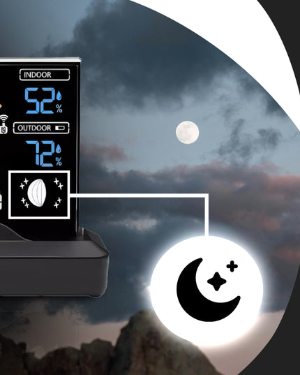 Belaidė meteorologinė stotis su termometru, higrometru, barometru + jutikliu