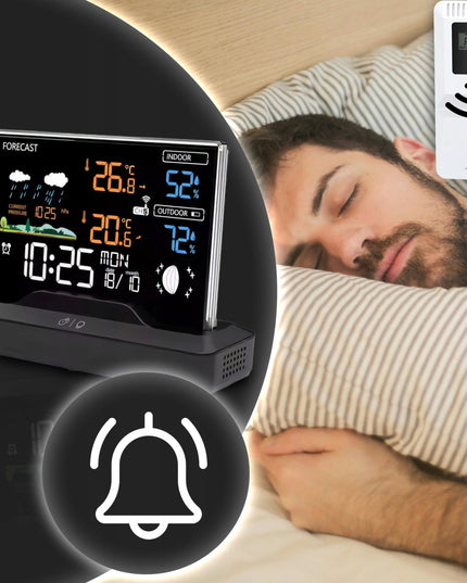 Belaidė meteorologinė stotis su termometru, higrometru, barometru + jutikliu