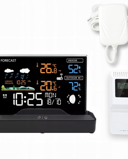 Belaidė meteorologinė stotis su termometru, higrometru, barometru + jutikliu
