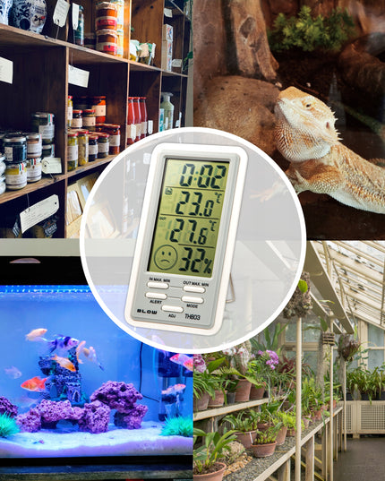 Meteorologinė stotelė LCD Termometras Higrometras Laikrodis Magnetas Baterija Rinkinys