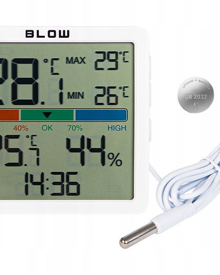 Belaidė meteorologinė stotelė su termometru, higrometru, laikrodžiu ir zondų