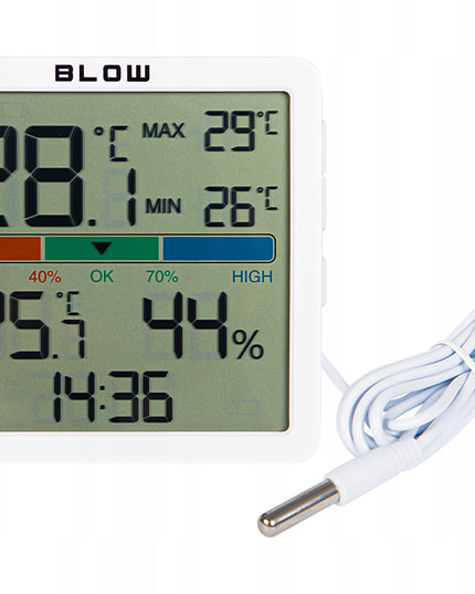 Belaidė meteorologinė stotelė su termometru, higrometru, laikrodžiu ir zondų
