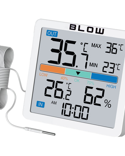 Belaidė meteorologinė stotelė su termometru, higrometru, laikrodžiu ir zondų