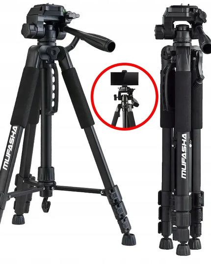 PROFESIONALUS FOTOGRAFINIS TRIKOJIS SU TELEFONO LAIKIKLIU, REGULIUOJAMAS, STABILUS, 150 cm