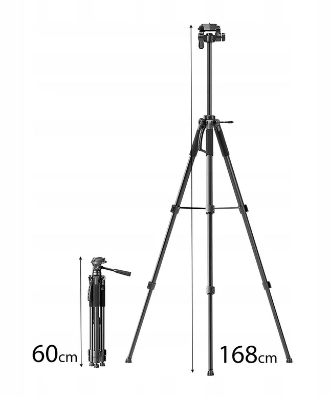 Aukštas 168 cm fotoaparato, kameros ir telefono trikojis 4 viename