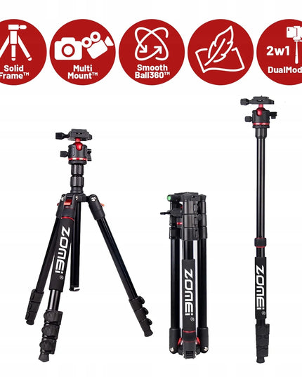 Aukštas fotoaparato ir vaizdo kameros trikojis su 3D galvute, stabilus, 173 cm
