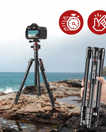 Aukštas fotoaparato ir vaizdo kameros trikojis su 3D galvute, stabilus, 173 cm