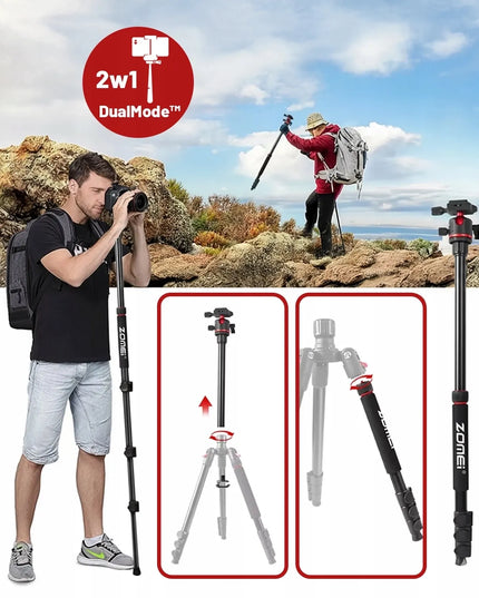 Aukštas fotoaparato ir vaizdo kameros trikojis su 3D galvute, stabilus, 173 cm