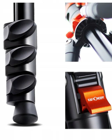 K&F Concept fotografijos trikojis-monopodas 175 cm su K254A3 galvute SA254M2 KF09.089 V1
