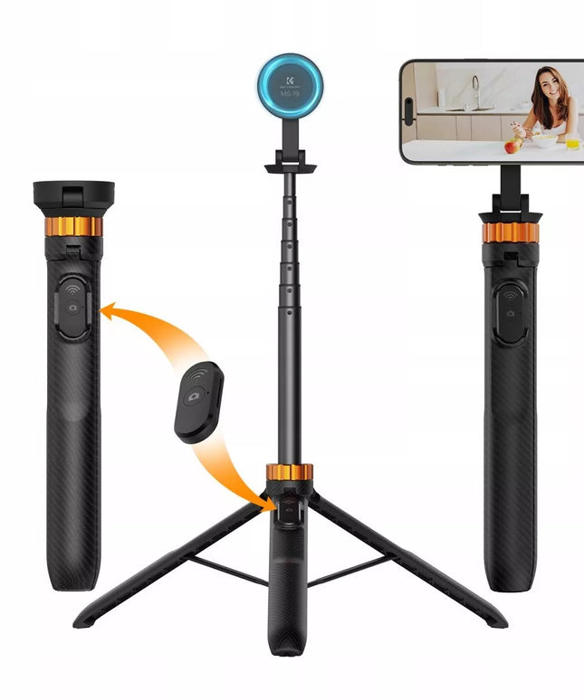 Fotografinis monopodas K&F Concept, 162 cm, fotoaparato laikiklis + nuotolinio valdymo pultelis