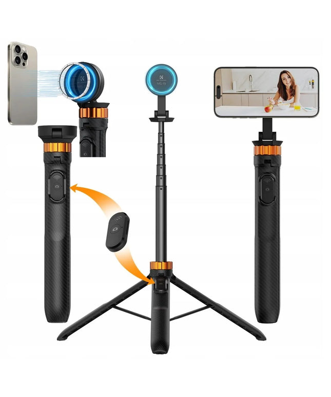 Fotografinis monopodas K&F Concept, 162 cm, fotoaparato laikiklis + nuotolinio valdymo pultelis