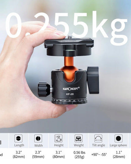Trikojis fotoaparatui su 3D rutuline galvute makrofotografijai K&F Concept SA234