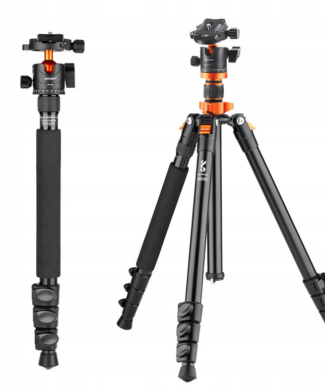 K&F Concept fotoaparato trikojis ir monopodas, 175 cm, galvutė, iki 10 kg
