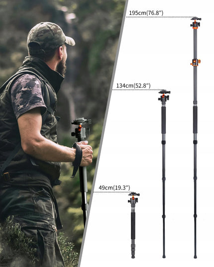 K&F Concept SA254T2 trikojis 185 cm T254A4, monopodas, horizontali kolona T KF09.090
