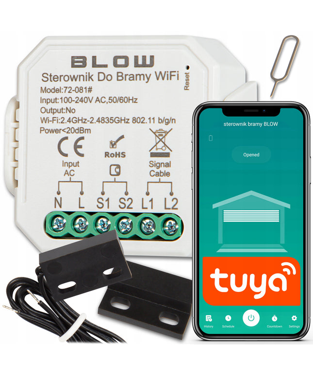 WiFi valdiklis garažo ir įvažiavimo vartams su jutikliais TUYA SMART LIFE