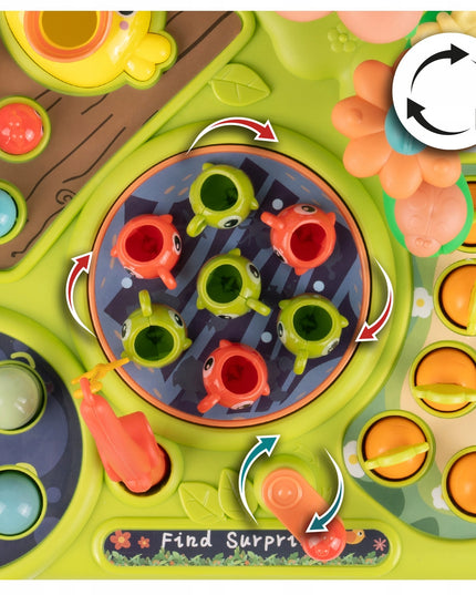 Interaktyvus edukacinis staliukas vaikams su plaktuku, meškere, morkytėmis ir žuvytėmis