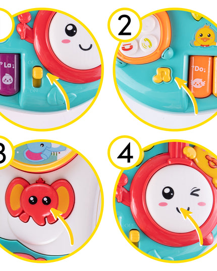 Interaktyvus edukacinis staliukas su muzikiniu pianinuku 2-in-1 vaikams