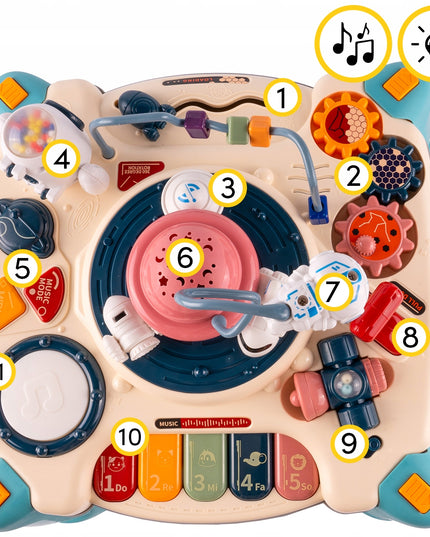 Interaktyvus edukacinis staliukas su muzikiniu pianinuku 2-in-1 vaikams