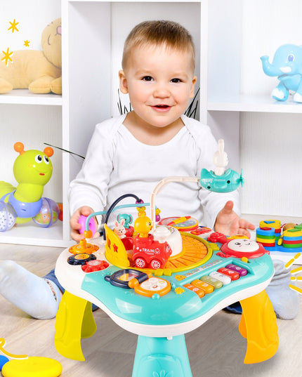 Interaktyvus edukacinis staliukas su muzikiniu pianinuku 2-in-1 vaikams