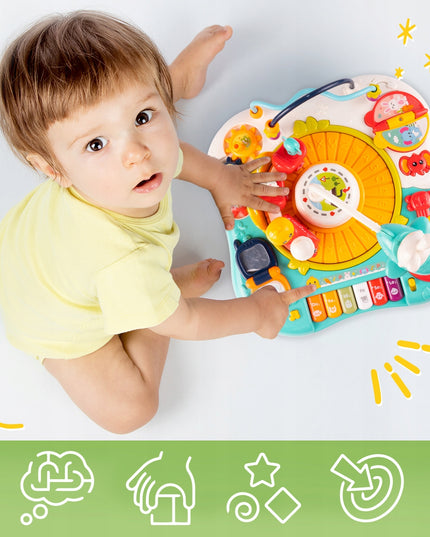 Interaktyvus edukacinis staliukas su muzikiniu pianinuku 2-in-1 vaikams