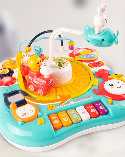 Interaktyvus edukacinis staliukas su muzikiniu pianinuku 2-in-1 vaikams