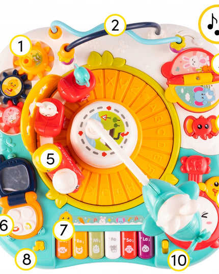 Interaktyvus edukacinis staliukas su muzikiniu pianinuku 2-in-1 vaikams