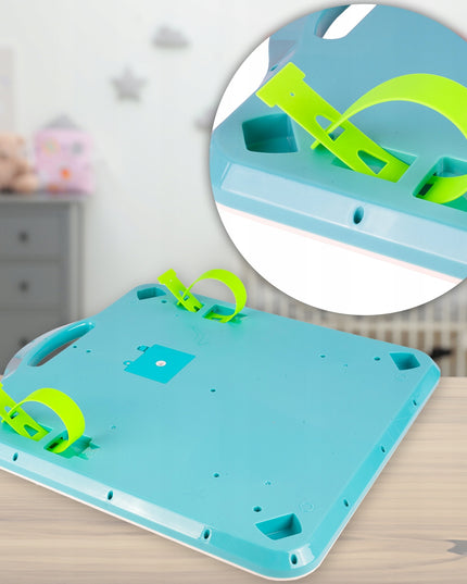 Interaktyvus edukacinis lavinamasis staliukas su spynelėmis, raktais ir pianinu