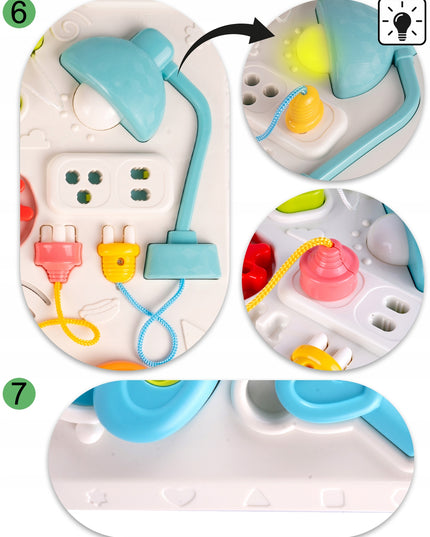 Interaktyvus edukacinis lavinamasis staliukas su spynelėmis, raktais ir pianinu