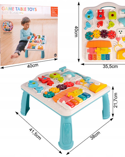 Interaktyvus edukacinis lavinamasis staliukas su spynelėmis, raktais ir pianinu