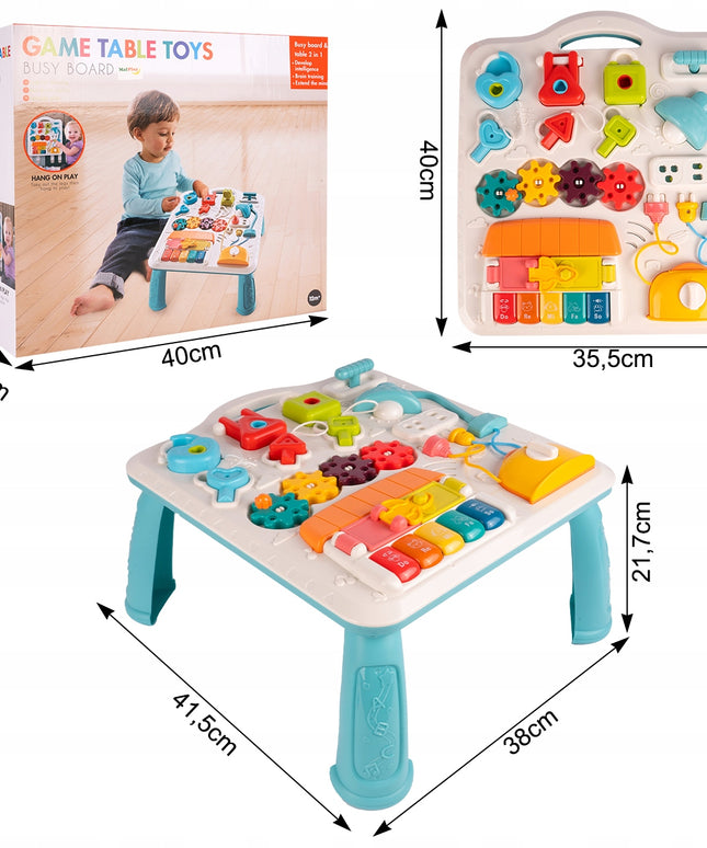 Interaktyvus edukacinis lavinamasis staliukas su spynelėmis, raktais ir pianinu