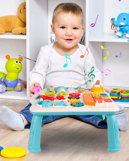 Interaktyvus edukacinis lavinamasis staliukas su spynelėmis, raktais ir pianinu