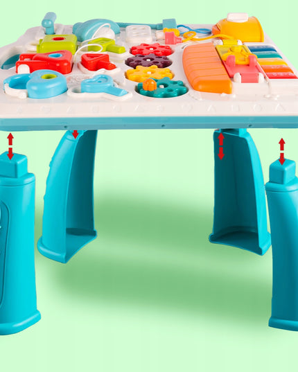 Interaktyvus edukacinis lavinamasis staliukas su spynelėmis, raktais ir pianinu