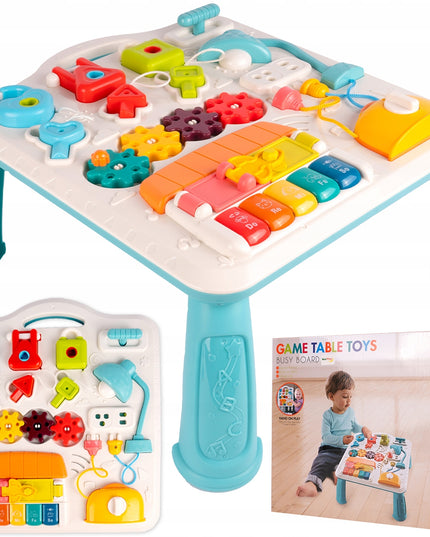 Interaktyvus edukacinis lavinamasis staliukas su spynelėmis, raktais ir pianinu