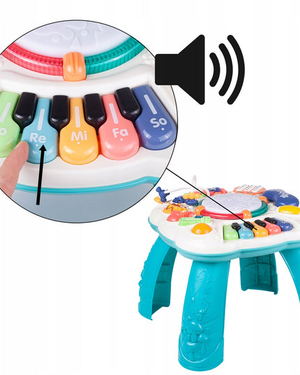 Interaktyvus edukacinis staliukas su muzikine panele ir būgneliu, 8in1, vaikams