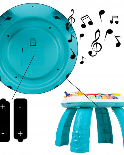 Interaktyvus edukacinis staliukas su muzikine panele ir būgneliu, 8in1, vaikams
