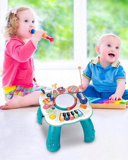 Interaktyvus edukacinis staliukas su muzikine panele ir būgneliu, 8in1, vaikams