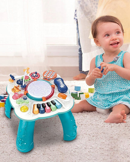 Interaktyvus edukacinis staliukas su muzikine panele ir būgneliu, 8in1, vaikams