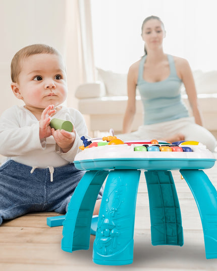 Interaktyvus edukacinis staliukas su muzikine panele ir būgneliu, 8in1, vaikams