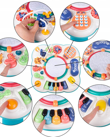 Interaktyvus edukacinis staliukas su muzikine panele ir būgneliu, 8in1, vaikams