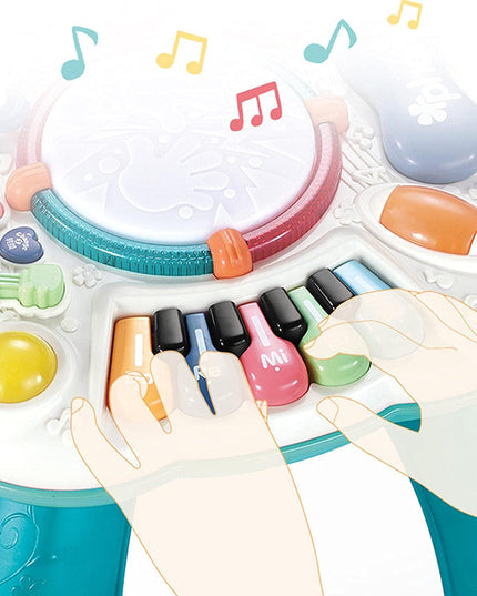 Interaktyvus edukacinis staliukas su muzikine panele ir būgneliu, 8in1, vaikams