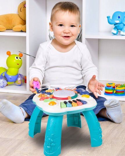Interaktyvus edukacinis staliukas su muzikine panele ir būgneliu, 8in1, vaikams