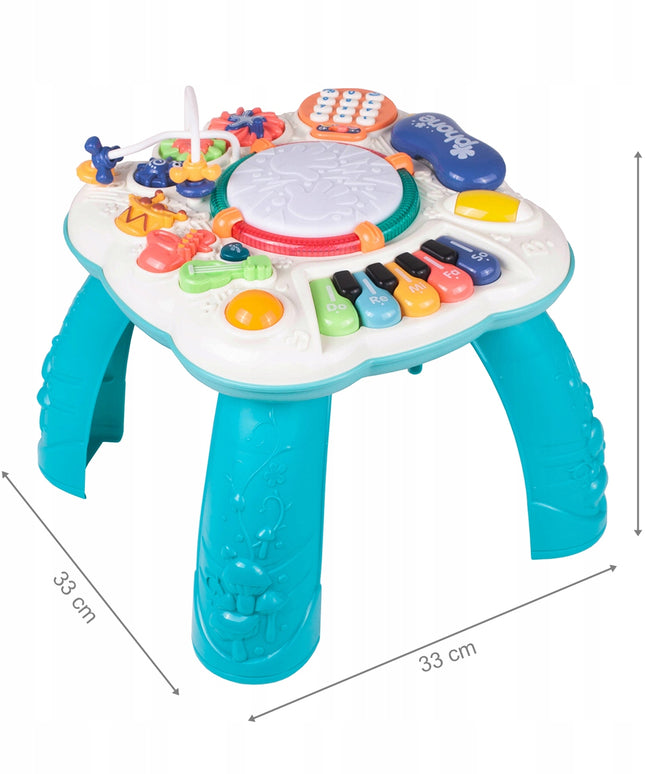 Interaktyvus edukacinis staliukas su muzikine panele ir būgneliu, 8in1, vaikams