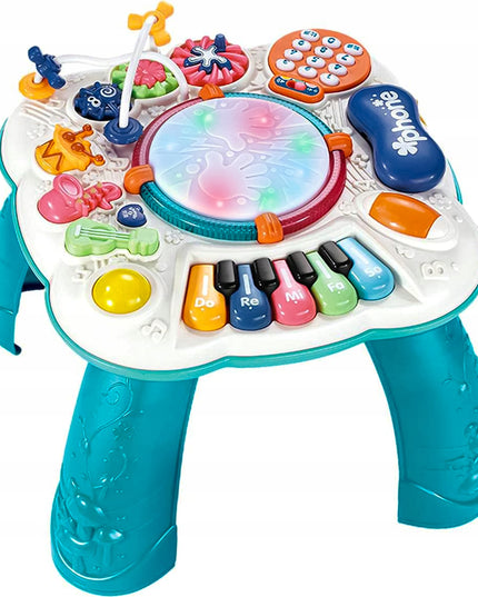 Interaktyvus edukacinis staliukas su muzikine panele ir būgneliu, 8in1, vaikams