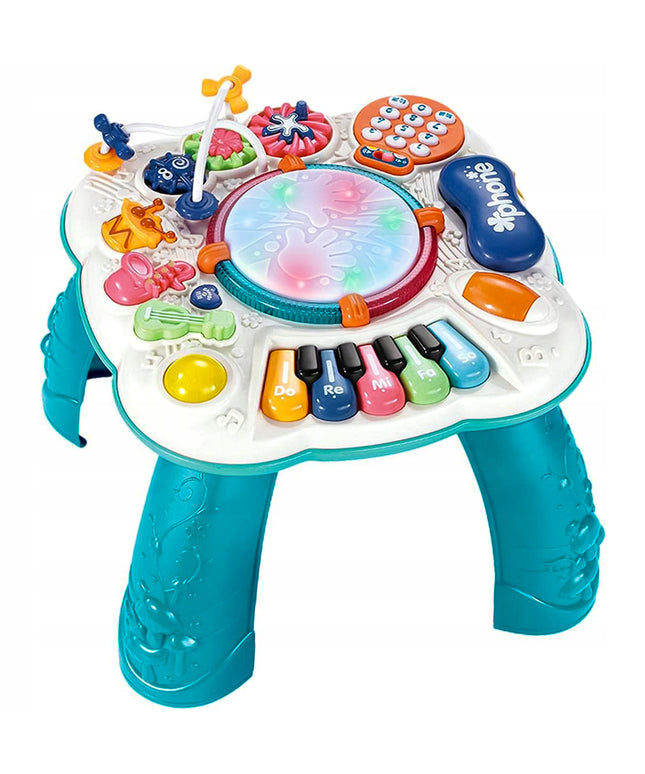 Interaktyvus edukacinis staliukas su muzikine panele ir būgneliu, 8in1, vaikams
