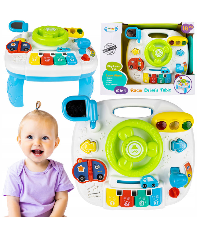 Interaktyvus edukacinis staliukas vaikams su vairu ir pianinu